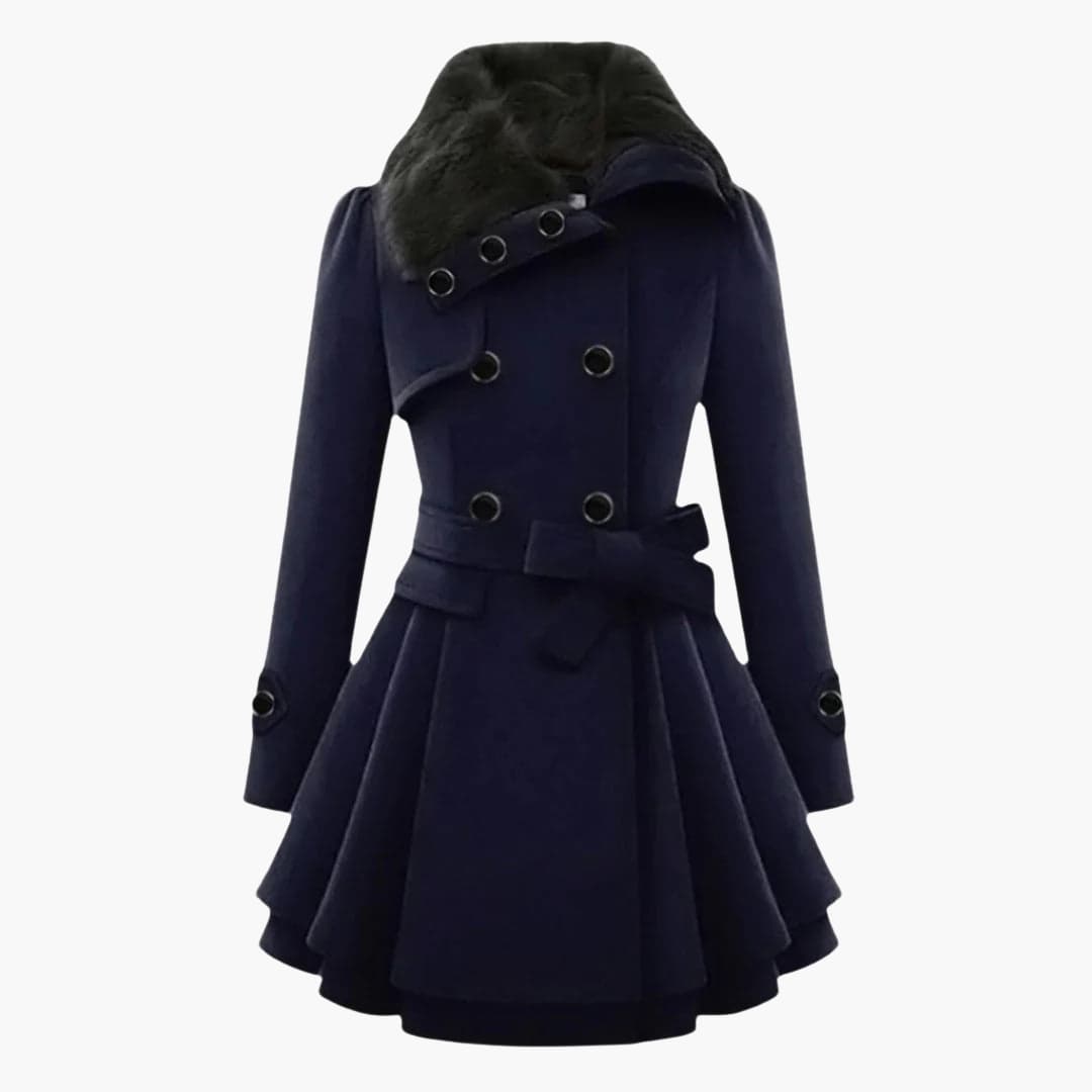 Ladies Warm Parka Jacket with Adjustable Waist Belt
