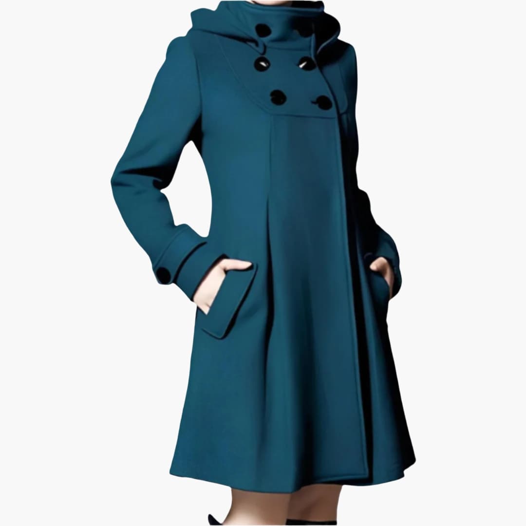 Warm Women's Parka with Hood and Buttons - Olytrend