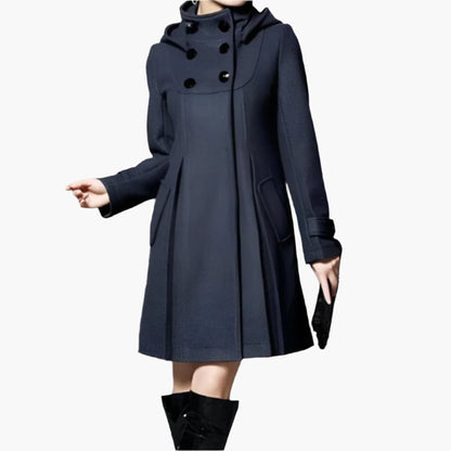 Warm Ladies Parka with Hood and Button Front