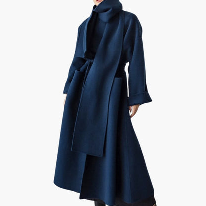 Ladies' Fitted Long Coat with Button Front Closure