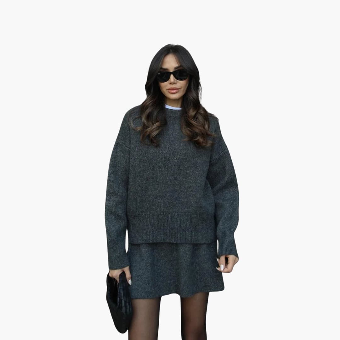 Ladies' 2-Piece Crew Neck Sweater Outfit - Olytrend