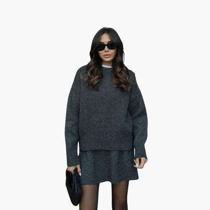 Ladies' 2-Piece Crew Neck Sweater Outfit - Olytrend
