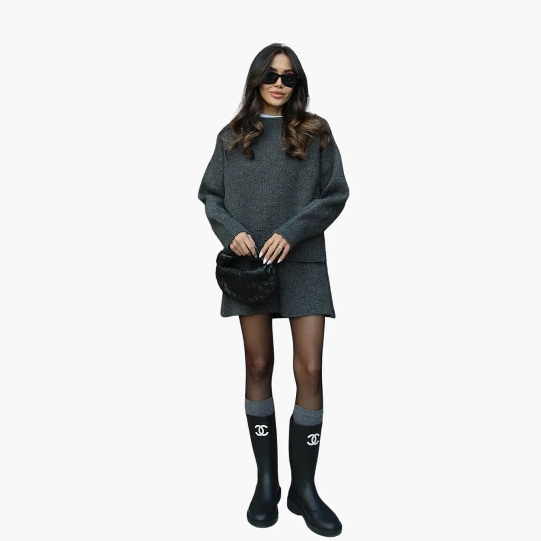 Ladies' 2-Piece Crew Neck Sweater Outfit