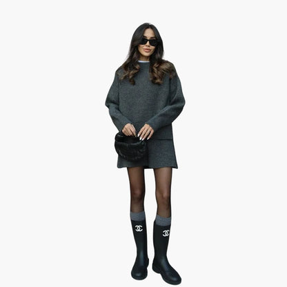 Ladies' 2-Piece Crew Neck Sweater Outfit