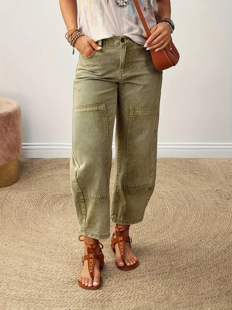 Ladies Classic Straight Leg Green Trousers