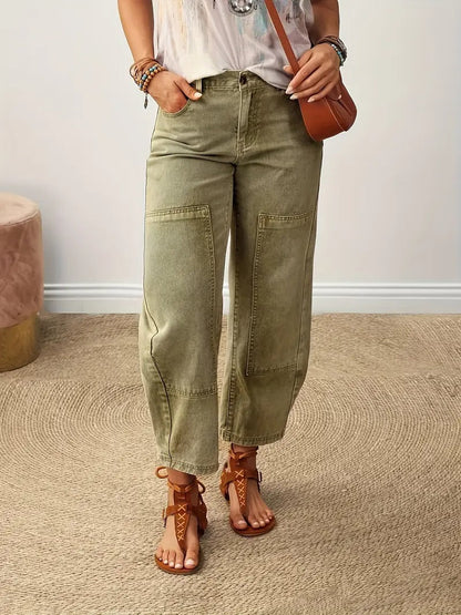 Ladies Classic Straight Leg Green Trousers