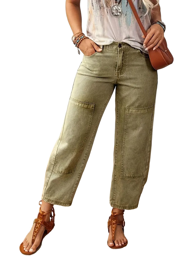Ladies Classic Straight Leg Green Trousers - Nocini
