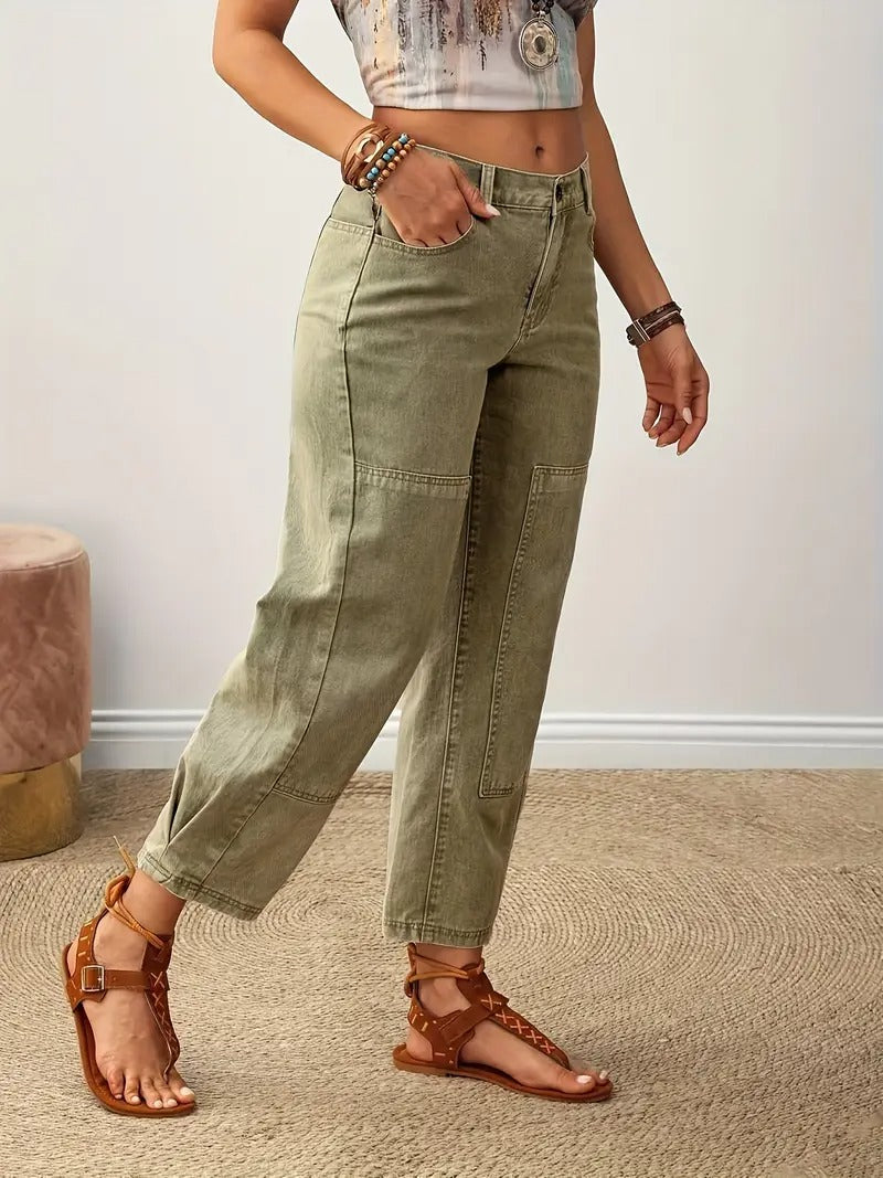 Ladies Classic Straight Leg Green Trousers