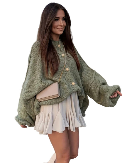 Ladies Open Front Button Cardigan Sweater - Nocini