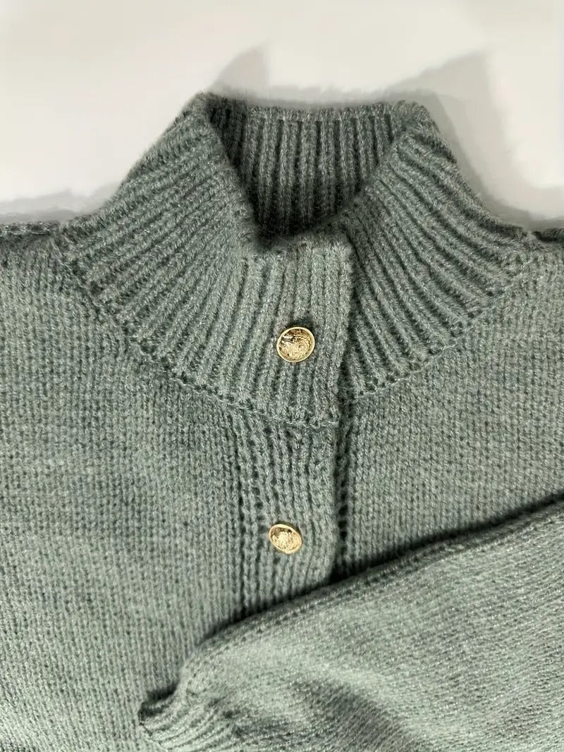 Ladies Open Front Button Cardigan Sweater