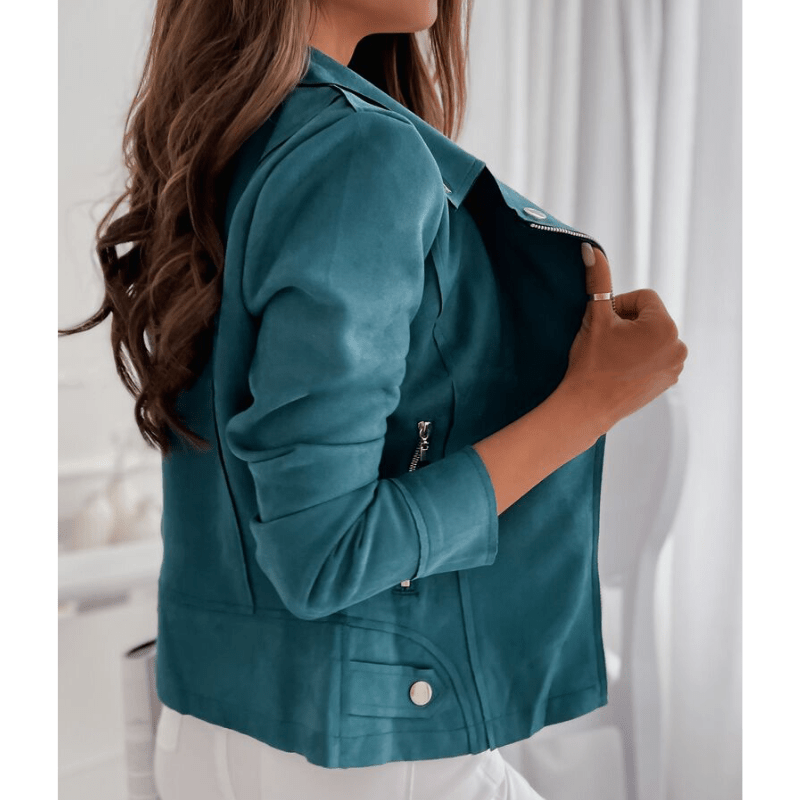 Women's Fitted Suede Biker Jacket