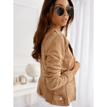 Women's Fitted Suede Biker Jacket