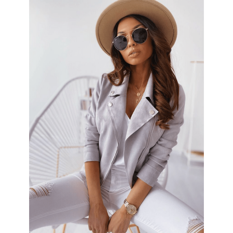 Women's Fitted Suede Biker Jacket