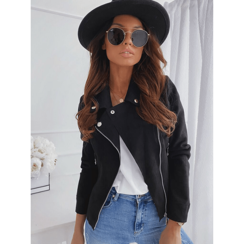 Women's Fitted Suede Biker Jacket