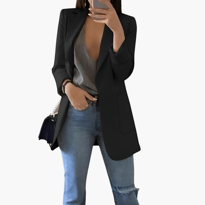 Ladies Classic Open Front Long Sleeve Jacket