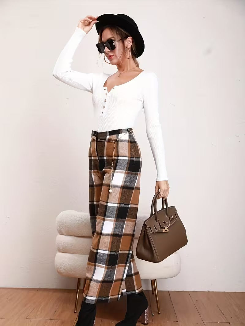 Ladies Loose Fit Checked Pants