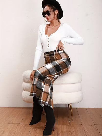Ladies Loose Fit Checked Pants