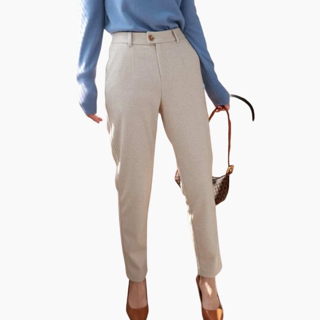 Ladies Comfort Fit Trousers with Side Pockets - Olytrend