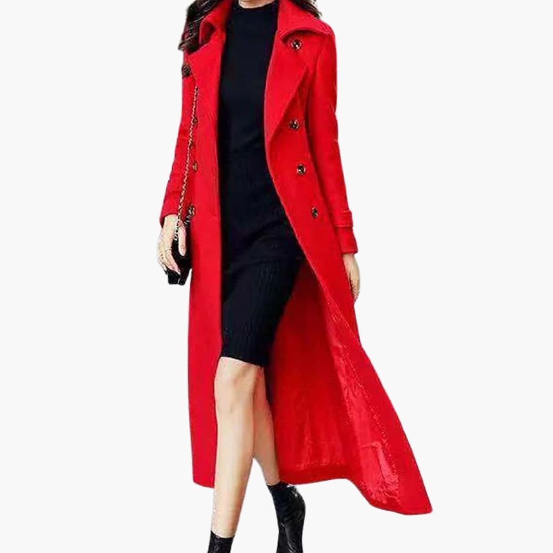 Ladies Classic Trench Coat with Belted Waist