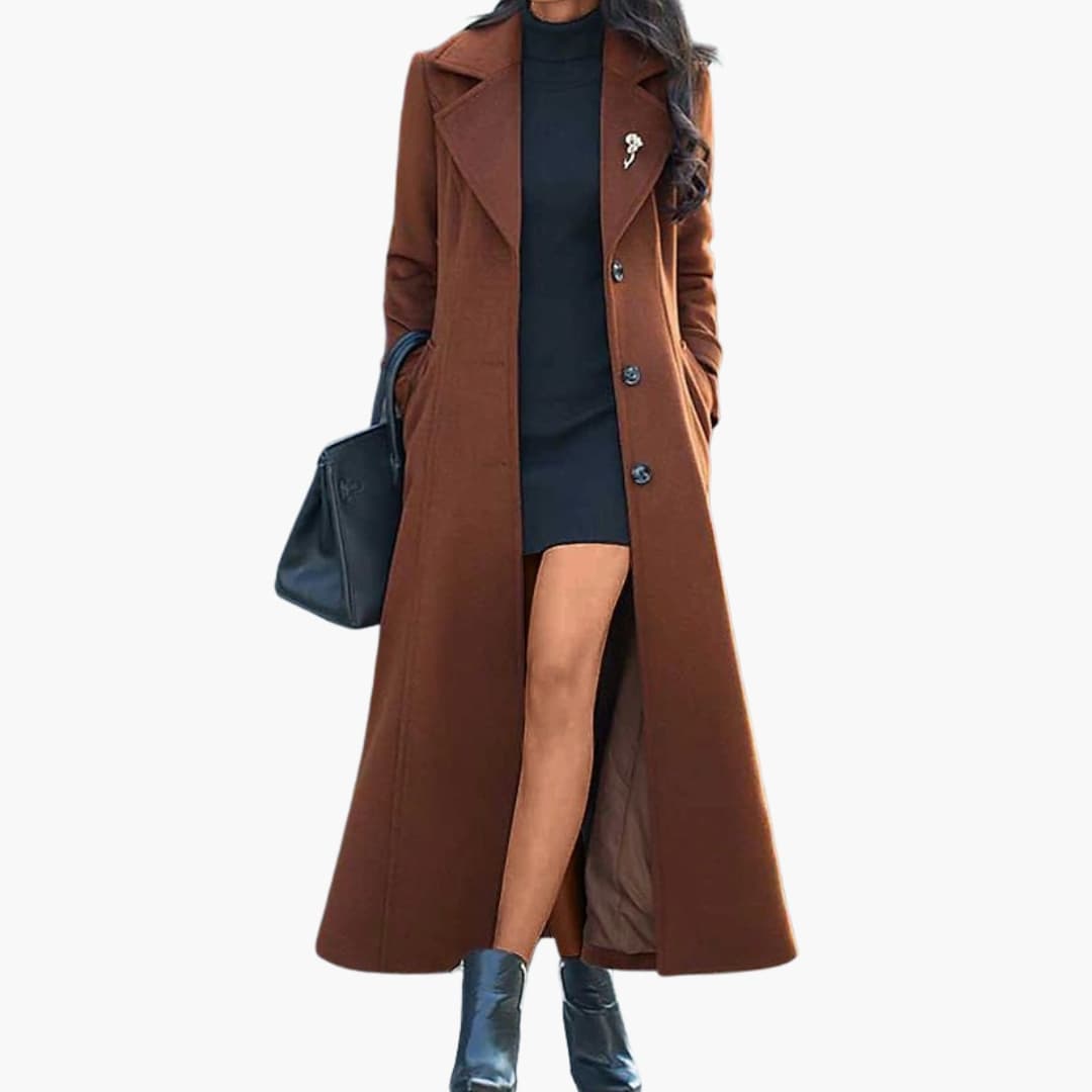 Ladies Classic Overcoat with Belted Waist