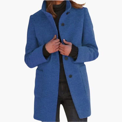Ladies Classic Coat with Pockets and High Collar