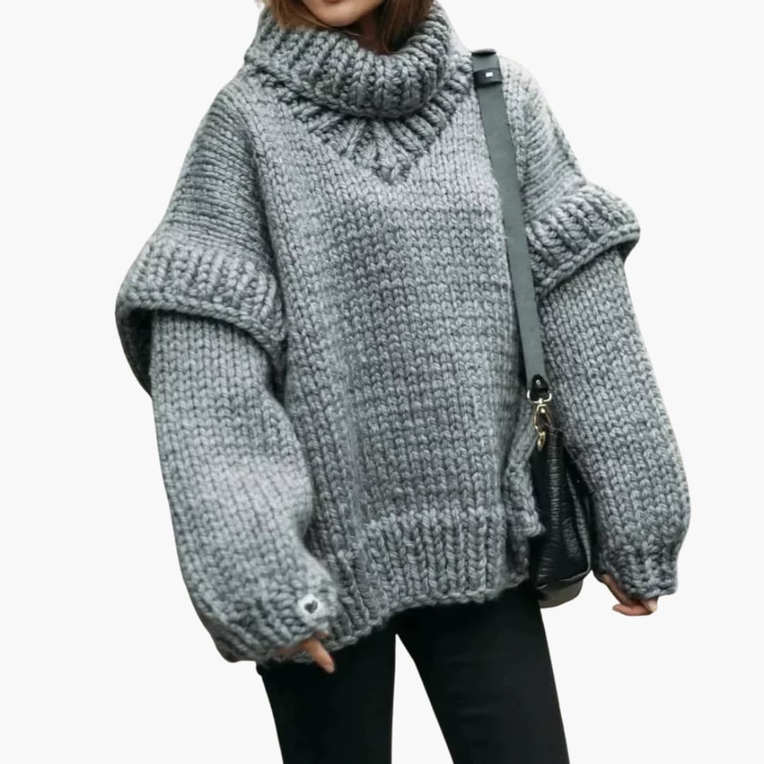 Relaxed Fit Women's Roll Neck Sweater - Olytrend