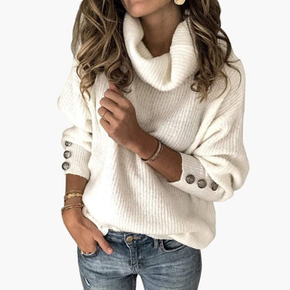 Ladies' Crew Neck Button Sleeve Jumper