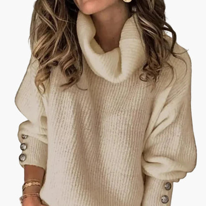 Ladies' Crew Neck Button Sleeve Jumper