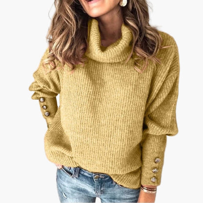 Ladies' Crew Neck Button Sleeve Jumper