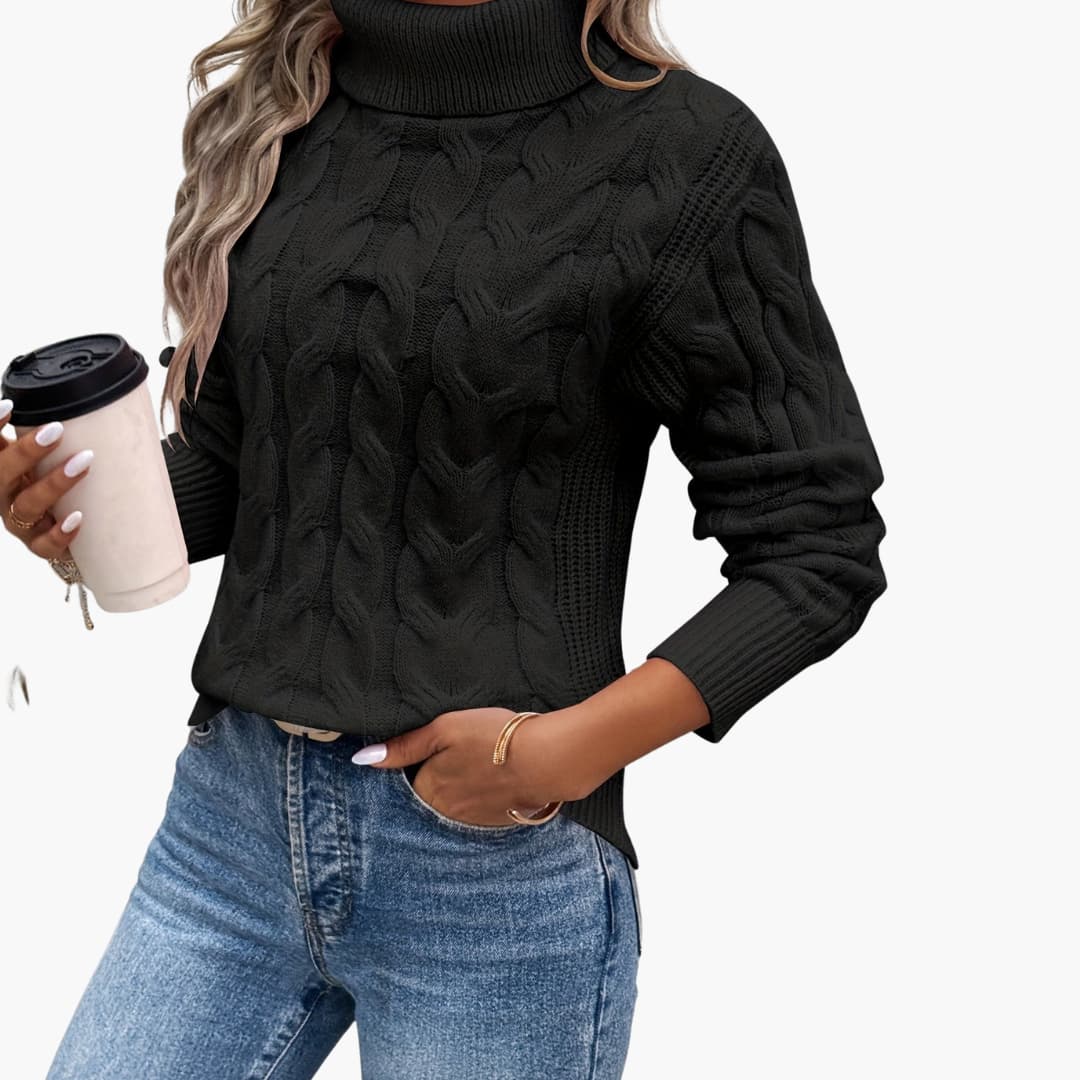 Cozy Crew Neck Cable Knit Women's Sweater