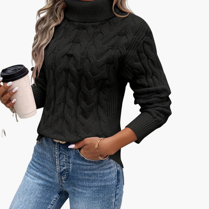 Cozy Crew Neck Cable Knit Women's Sweater