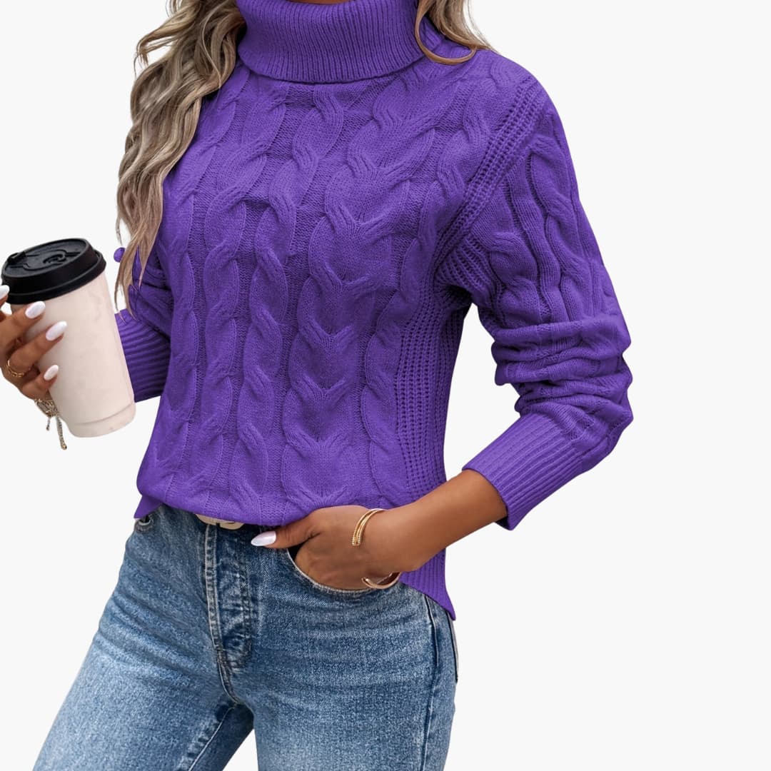 Cozy Crew Neck Cable Knit Women's Sweater