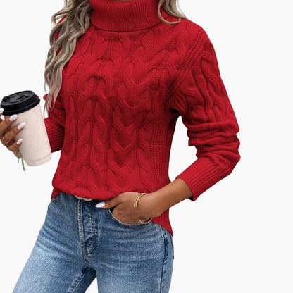 Cozy Crew Neck Cable Knit Women's Sweater