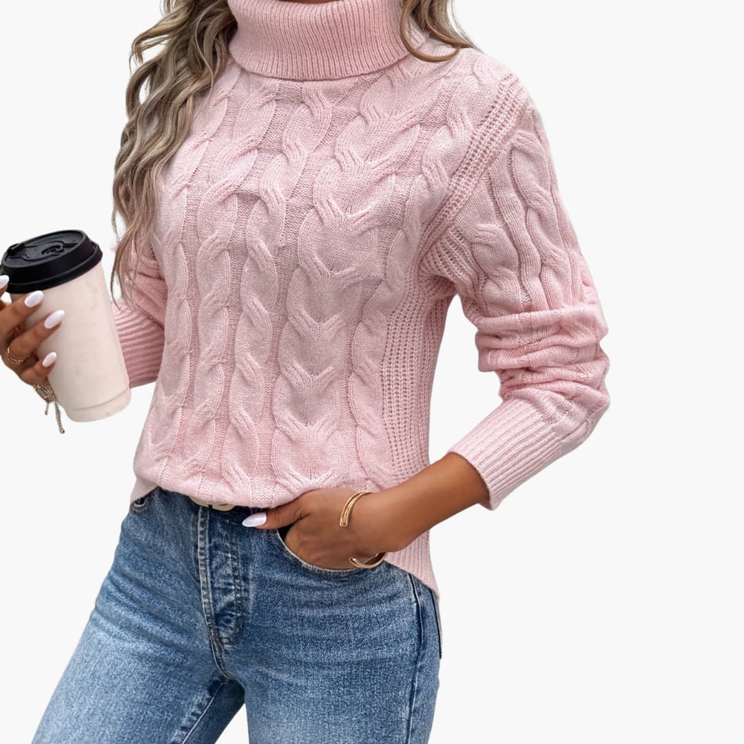 Cozy Crew Neck Cable Knit Women's Sweater - Olytrend
