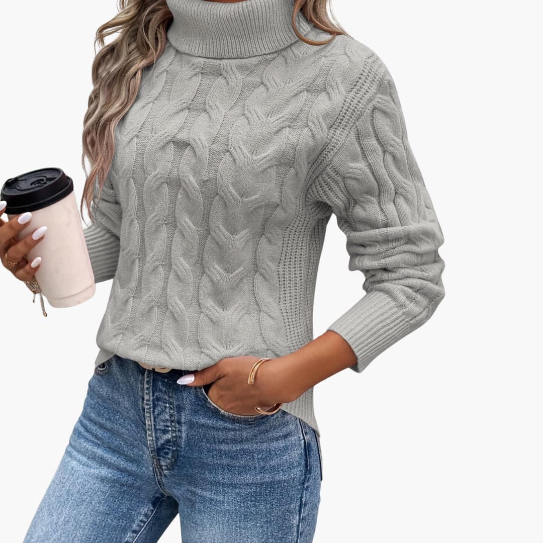 Cozy Crew Neck Cable Knit Women's Sweater