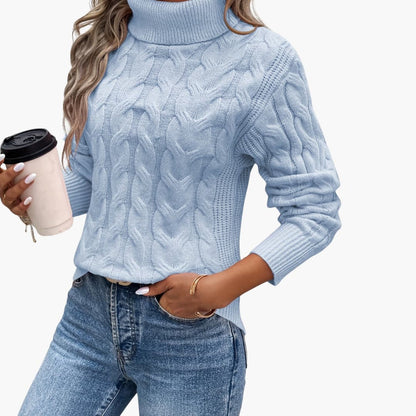 Cozy Crew Neck Cable Knit Women's Sweater