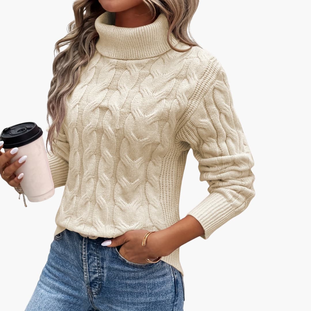 Cozy Crew Neck Cable Knit Women's Sweater