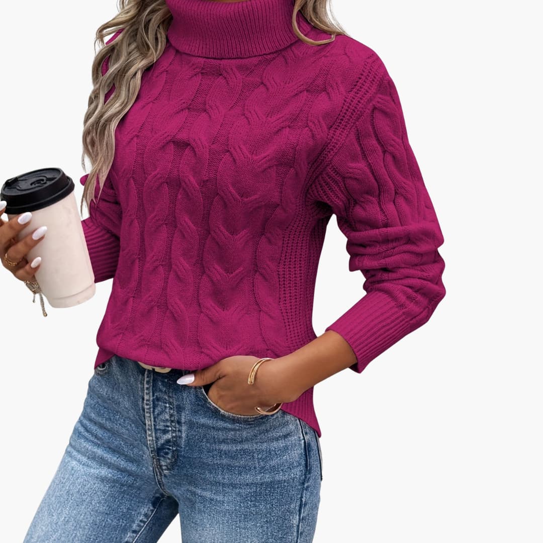 Cozy Crew Neck Cable Knit Women's Sweater