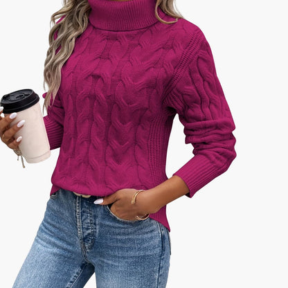 Cozy Crew Neck Cable Knit Women's Sweater
