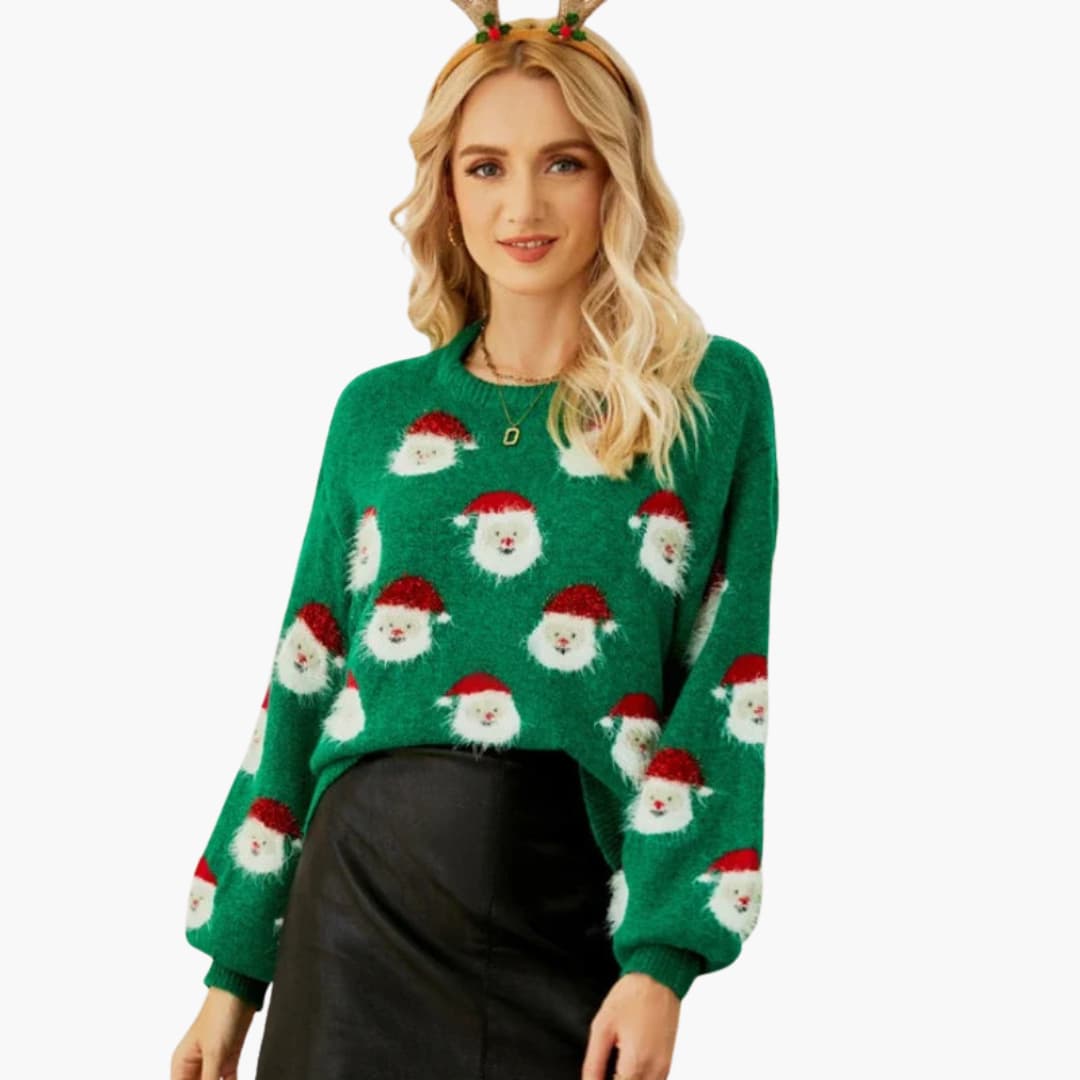 Women's Crew Neck Holiday Sweater - Olytrend