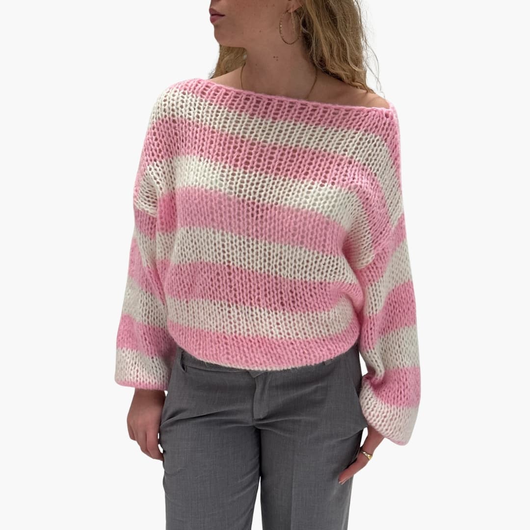 Classic Crew Neck Striped Women's Sweater