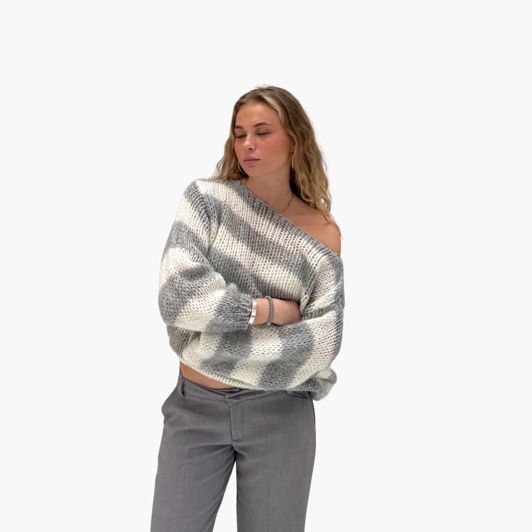 Classic Crew Neck Striped Women's Sweater
