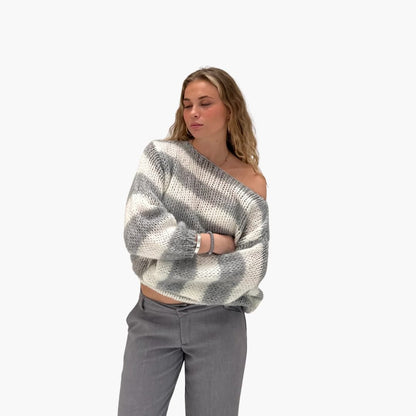 Classic Crew Neck Striped Women's Sweater