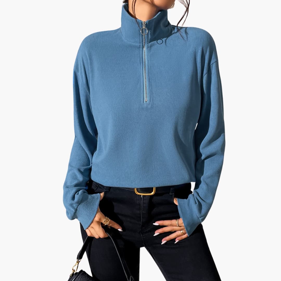 Ladies' Crew Neck Half Zip Pullover Sweater
