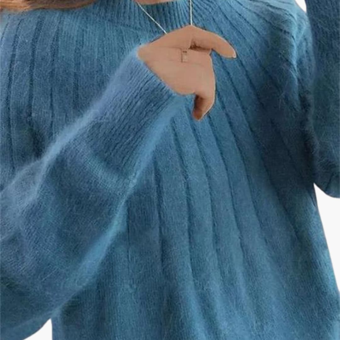 Soft Women's Crew Neck Long Sleeve Sweater - Olytrend