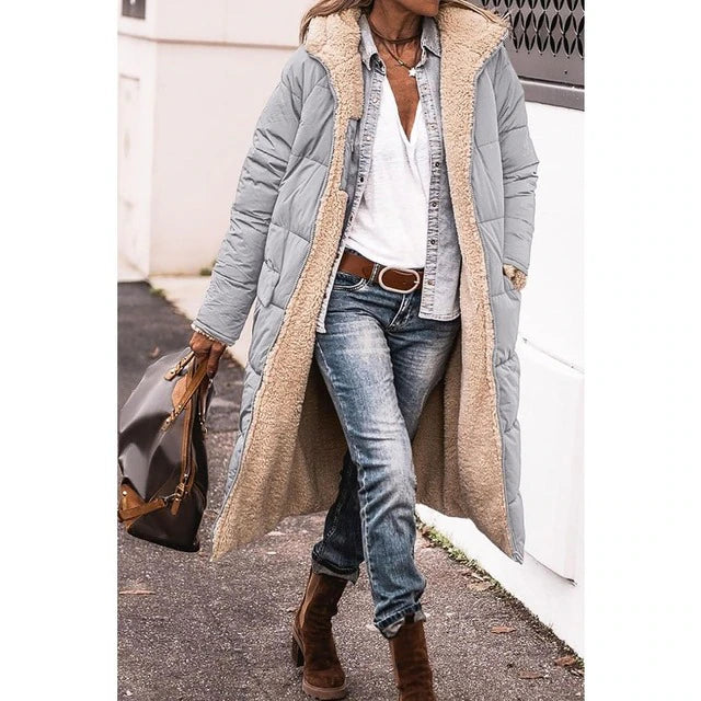 Warm Reversible Parka Coat with Fleece Lining