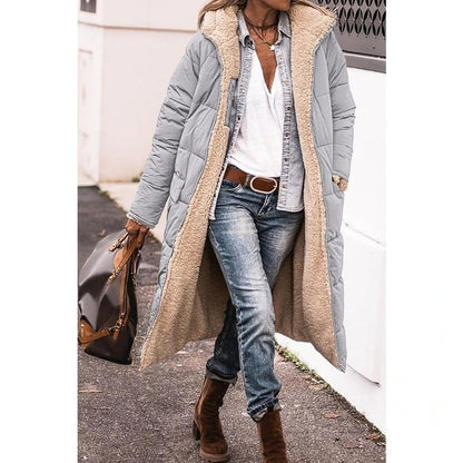 Warm Reversible Parka Coat with Fleece Lining