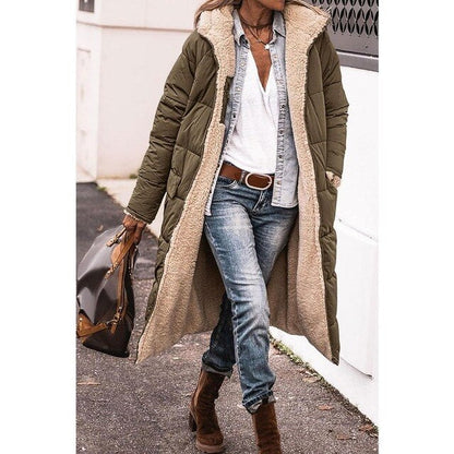 Warm Reversible Parka Coat with Fleece Lining