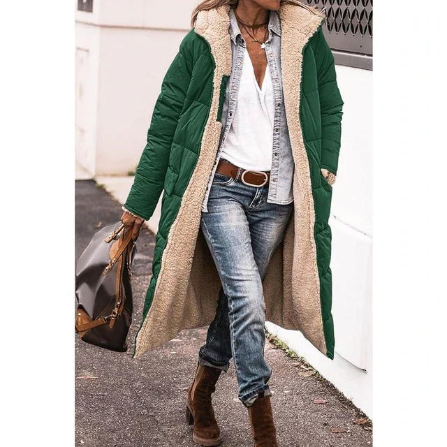 Warm Reversible Parka Coat with Fleece Lining