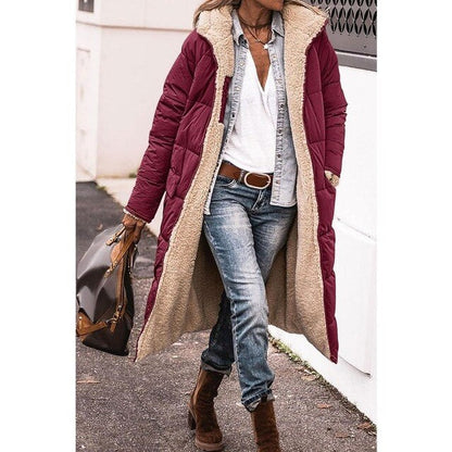 Warm Reversible Parka Coat with Fleece Lining